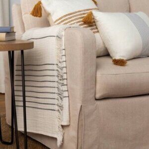 Magnolia Hearth & Hand Muslim Cotton Throw Blanket 80 X 50 white gray